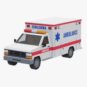 Stylized City Ambulance truck Low-poly