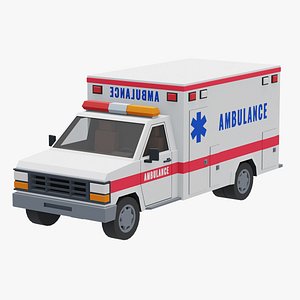 Stylized City Ambulance truck Low-poly
