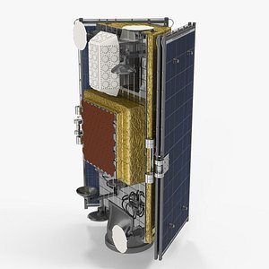 Satellite with Collapsed Solar Panels