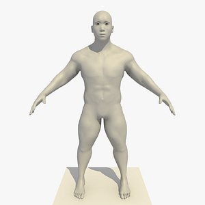 Rigged 25 Year Old Dwarf Asian Man Base Mesh