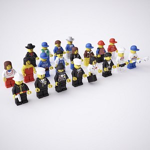 rigged 20 lego minifigures 3d x