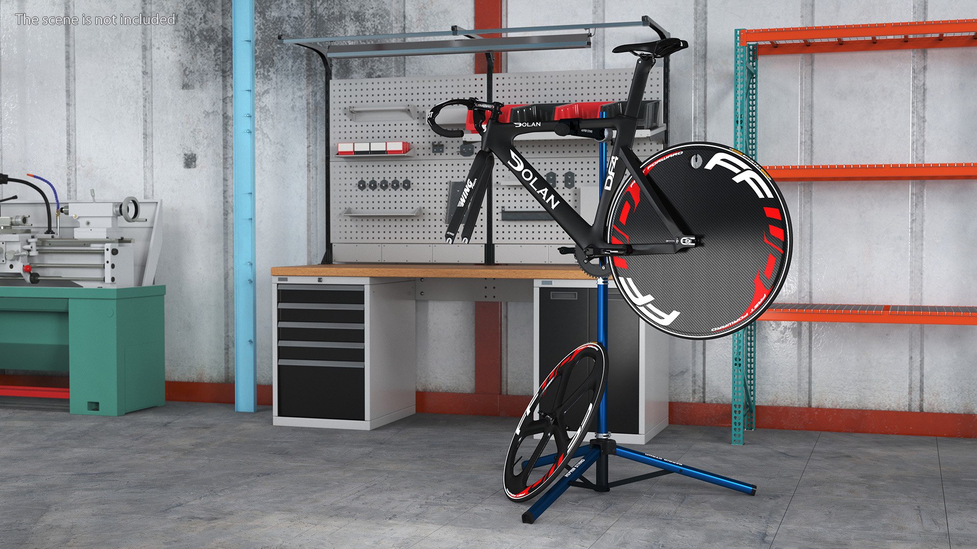 3D Carbon Track Bicycle On Repair Stand - TurboSquid 2235523