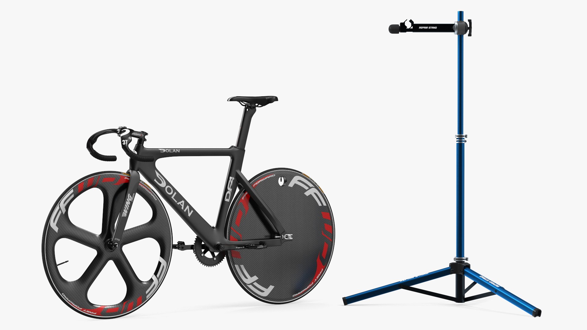 3D Carbon Track Bicycle On Repair Stand - TurboSquid 2235523