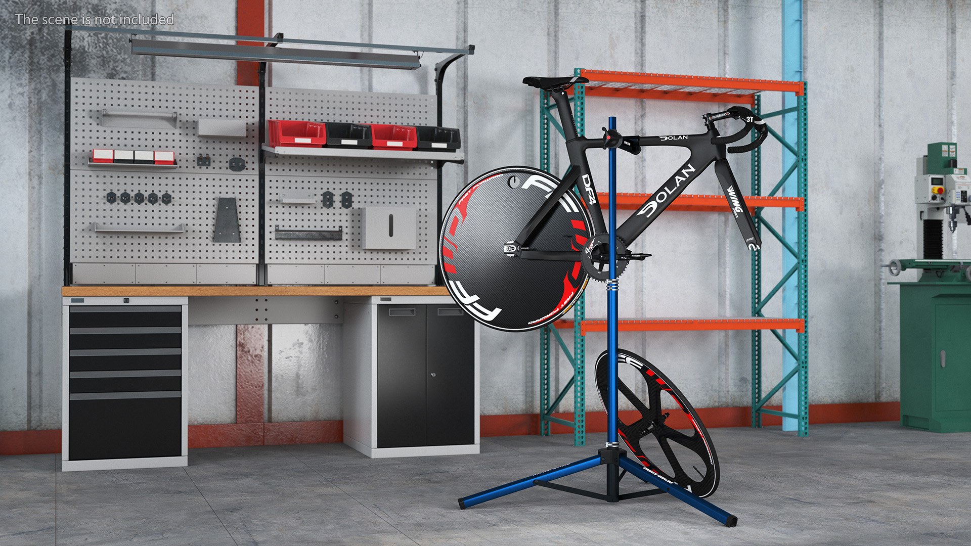 3D Carbon Track Bicycle On Repair Stand - TurboSquid 2235523