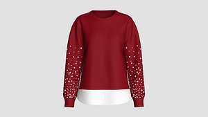 Girls Polka Dot Printed Sleeve Sweatshirt 3D model