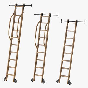 Custom Service Hardware Rolling Library Ladder 3D