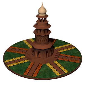 3D Mughal Indian palace monument