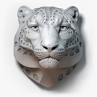Snow Leopard Head Sculpture Spotted