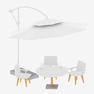 -patio table patio umbrella 3D