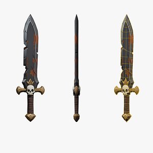 Stylized Skeleton Weapon - Gravecleave Longsword low-poly 3d model