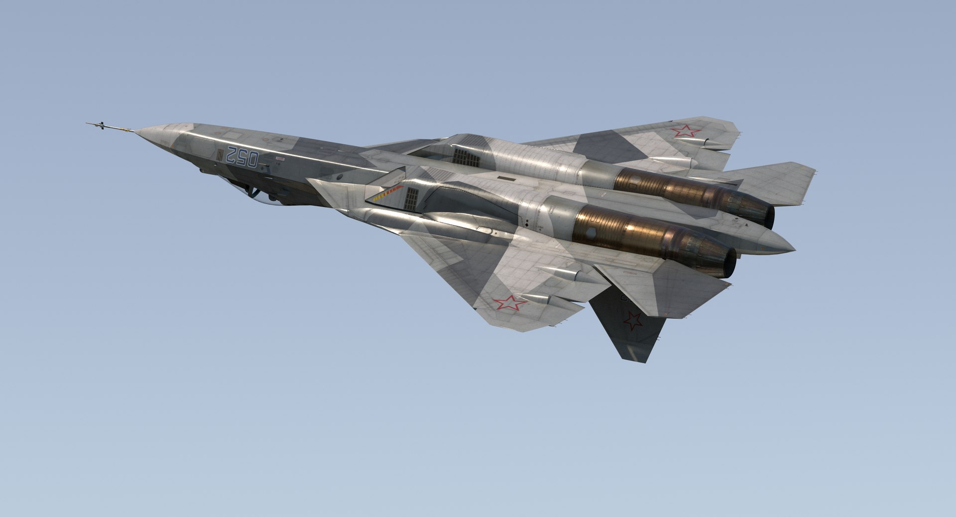 sukhoi su57 prototype 052 model https://p.turbosquid.com/ts-thumb/A6/SjCySU/SadbonIF/su57_052_vuelo.0057.bmp57c272e85239454ea288dd245b2d6af4zoom/jpg/1557585573/1920x1080/fit_q87/dfc3645c99a08001ea307a4a9e7936723f9dea72/su57_052_vuelo.0057.bmp57c272e85239454ea288dd245b2d6af4zoom.jpg