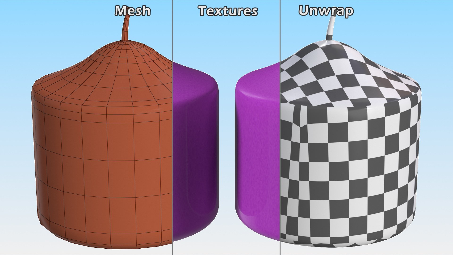 3D Wide Altar Pillar Candle Purple https://p.turbosquid.com/ts-thumb/A6/Xi5rnw/Dy/widealtarpillarcandlepurplevray3dmodel011/jpg/1633463096/1920x1080/fit_q87/e025b5fb3327745baac523876a33a2fe84636ff3/widealtarpillarcandlepurplevray3dmodel011.jpg