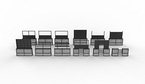 Concrete Barrier set 3D model 3D model
