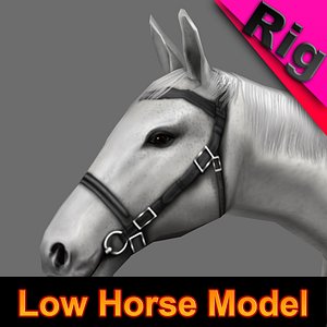 horse gray rigged 3d model