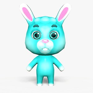 3D cute cartoon rabbit mobile model