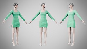 Dress 54 Medium Aquamarine With Design