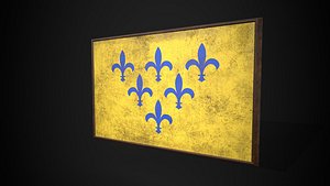 Old Picture Frame With Duchy of Parma Flag - Game Ready PBR Low-poly 3D Model model