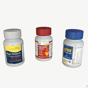 Pain Reliever Aspirin Pill Box Game-Ready Low Poly