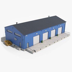 3D Industrial Building 4 Blue