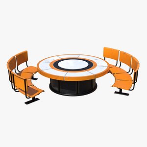 3D Sci-Fi Table and Seats PBR