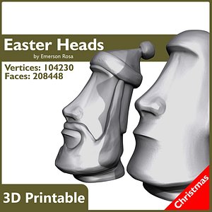 3d model printable heads easter island