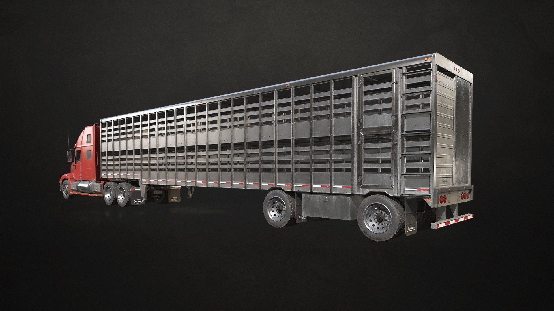 3D model Semi Truck Livestock Trailer - Low Poly https://p.turbosquid.com/ts-thumb/A8/1PfhXV/FS/semitrucklivestocktrailer_03/jpg/1729162443/1920x1080/fit_q87/e468acf965a4a41fd3a8f4fa41328f7f639ae00c/semitrucklivestocktrailer_03.jpg