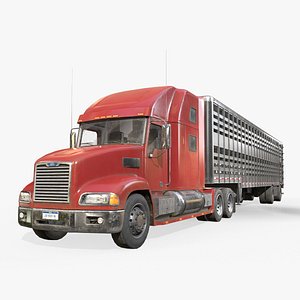 3D model Semi Truck Livestock Trailer - Low Poly