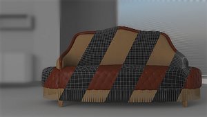 waiting bench leather 3D