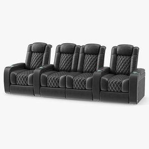 Home Theater Seating Row of 4 Pieces Black