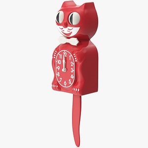 3D Retro Wall Clock Red Cat