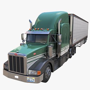 3D Peterbilt 377 refrigerated trailer model