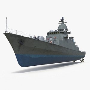 Modern Armed Warship Naval Rigged 3D model