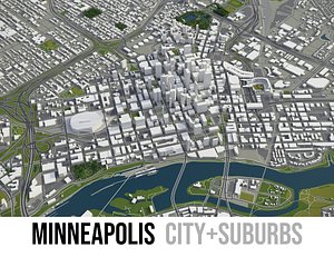 3D city minneapolis surrounding area model