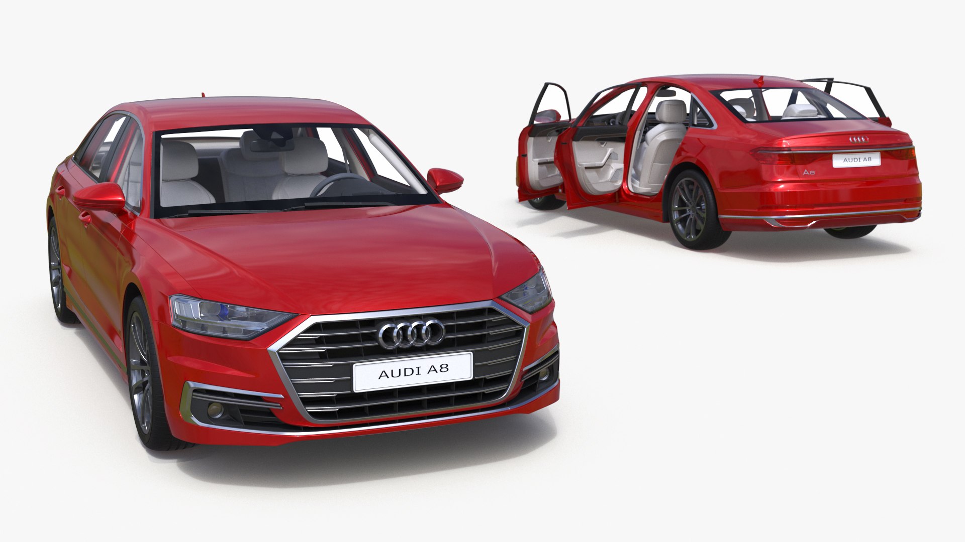 Audi A8 Luxury Sedan Red Rigged for Maya 3D model preview