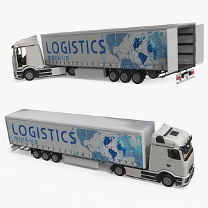 Electric Truck with Mockup Design Trailer