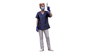 3D Cleaned scan Daya Jones Nurse Mask Standing model