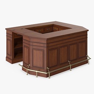 Classic U-Shaped Bar Counter with Storage Dark Wood Brown
