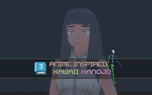 3DsMax Biped model Naruto Adult Hinata cosplay 3D