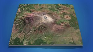 3D Mountain landscape Mt Aso Nakadake Crater