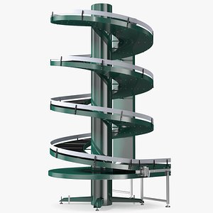 Slat Chain Spiral Conveyor Green 3D model