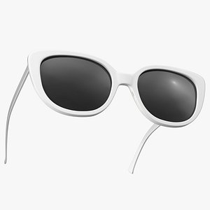 Cat Eye Glasses White 3D model