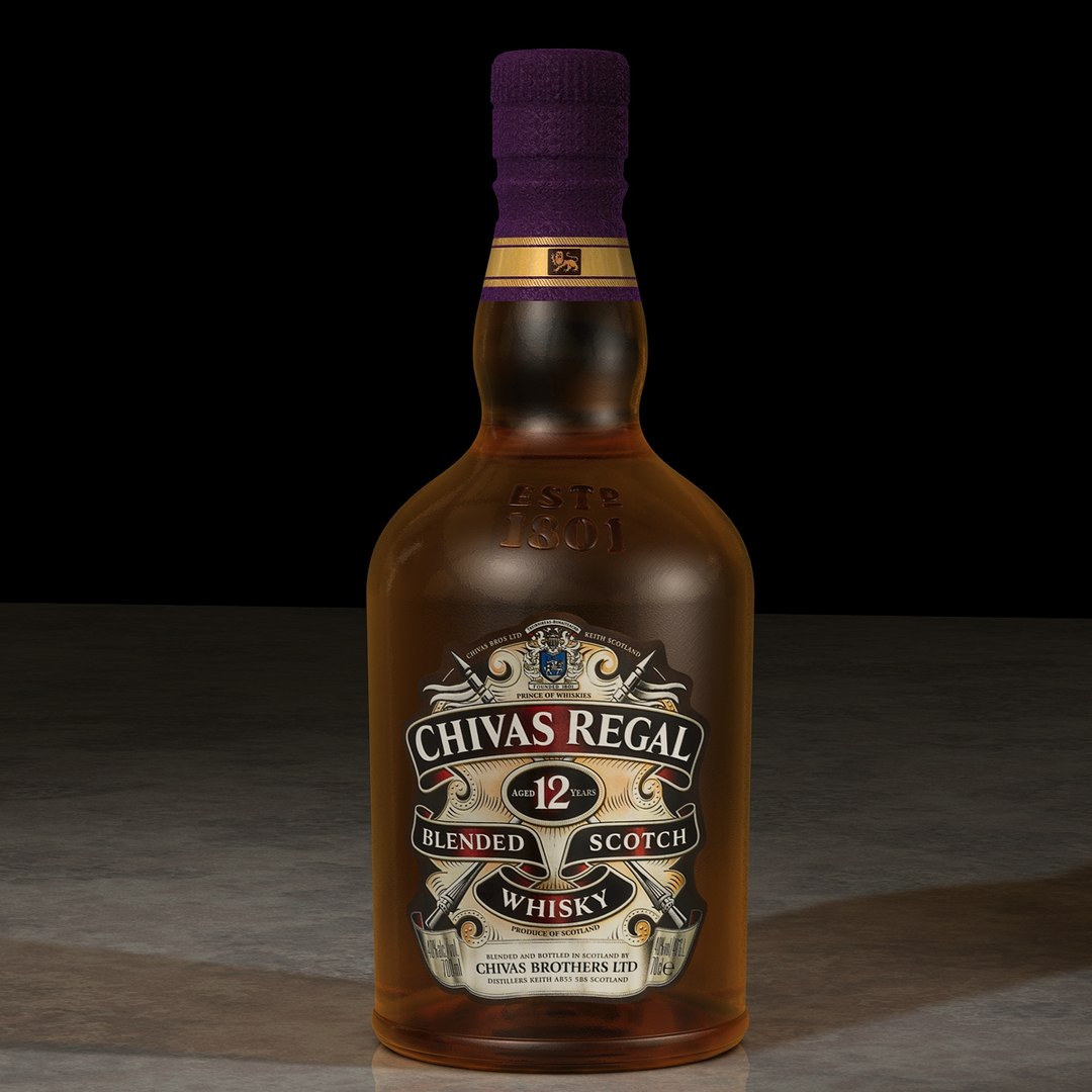 Photorealistic Chivas Regal Whisky Bottle 3d Model