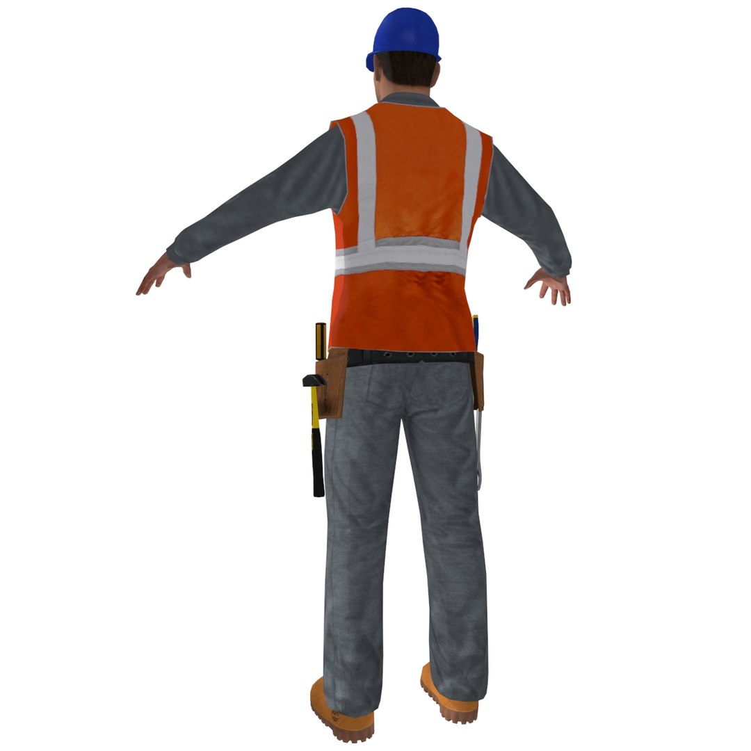 Rigged Worker Man 3d Model