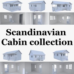 3d scandinavian cabins interior exterior