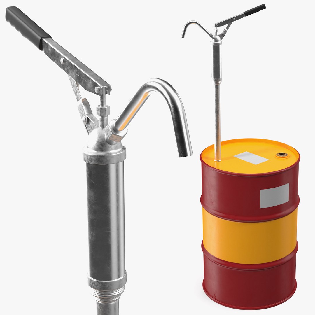 Lever Hand Pump with Oil Drum 3D model preview