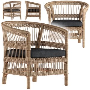 Palma Lounge Rattan Chair 3D model
