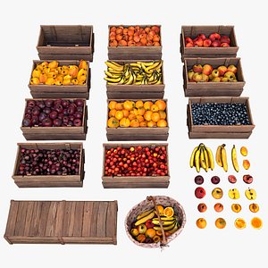 Set of Boxes of Fruits Crate Medieval