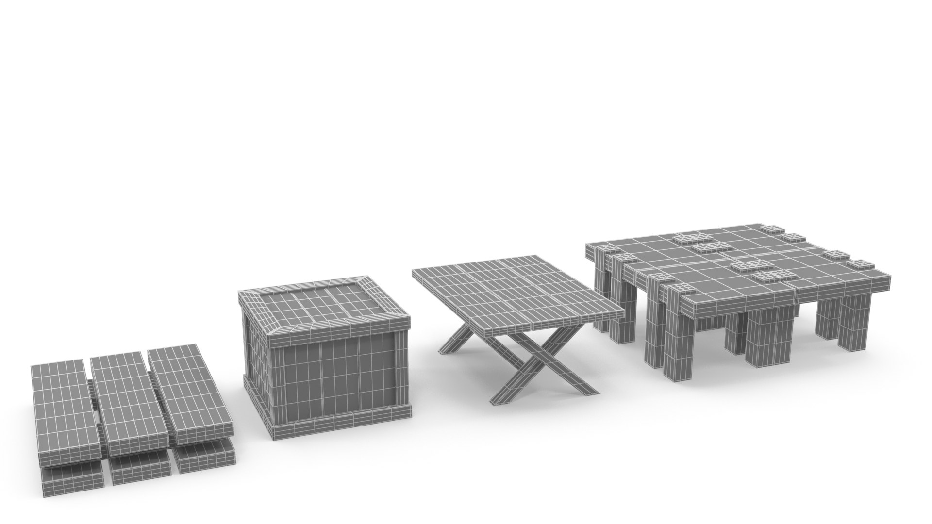 3D Cartoon Tables Pallet And Box - TurboSquid 2353418