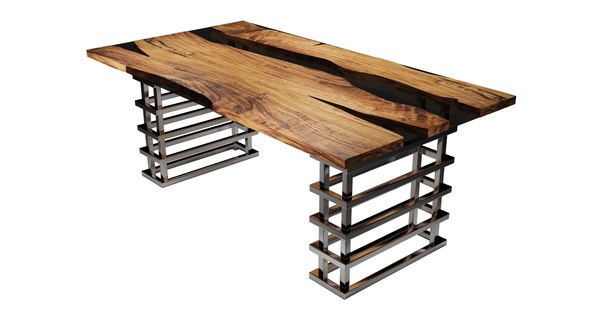 3D GangzaHome Olive Wood Clear Epoxy Dining Table model