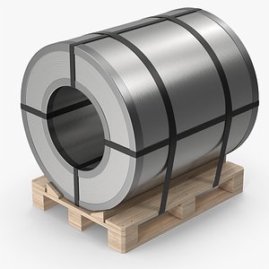 3D Steel Coil On Wood Pallet